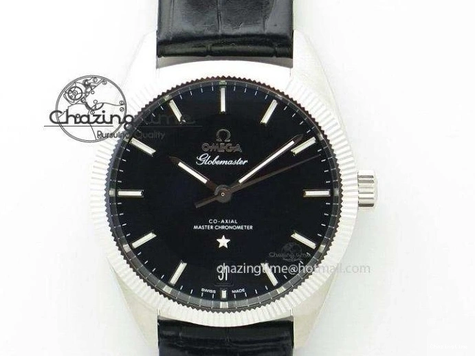 0509 Trendsetting Speedmaster ’57 SS Chrono AXF Best Edition RG Bezel Black Dial on Black Leather Strap A 8283